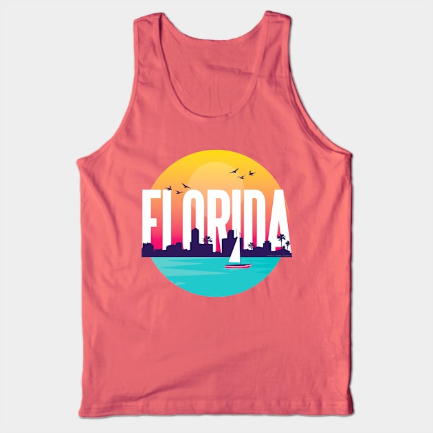 Beautiful FLORIDA with Skyline and Sailboat Tank Top by Dibble Dabble Designs